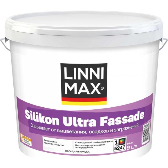 Силиконовая краска для наружных работ LINNIMAX Силикон Ультра Фасад База 1 9л 948105493 Силиконовая краска для наружных работ LINNIMAX Силикон Ультра Фасад База 1 9л 948105493
