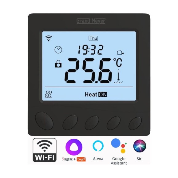 Терморегулятор Grand Meyer wi-fi, черный W390 Терморегулятор Grand Meyer wi-fi, черный W390