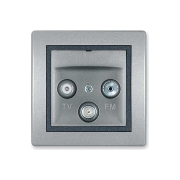 Розетка Aling-conel PRESTIGE TV/FM/SAT оконечная серебро-графит-серебро арт. 612S.S2S