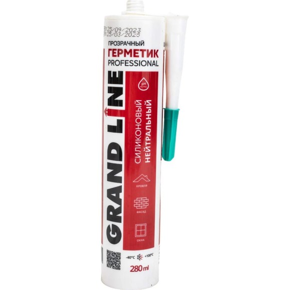 Герметик Grand Line professional силиконовый, нейтральный, прозрачный, 280 мл 447272 Герметик Grand Line professional силиконовый, нейтральный, прозрачный, 280 мл 447272