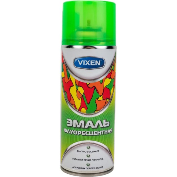 Флуоресцентная эмаль Vixen зеленый флуоресцентный, аэрозоль 520 мл VX-54005 Флуоресцентная эмаль Vixen зеленый флуоресцентный, аэрозоль 520 мл VX-54005