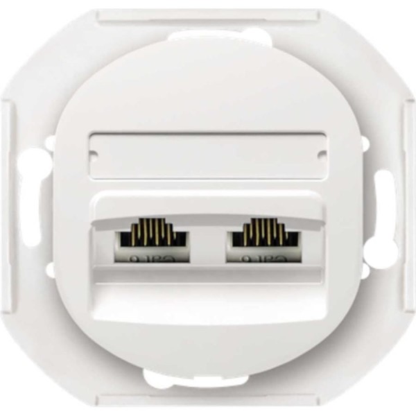 Компьютерная двойная розетка с Keystone модулями Aling-conel EON 2хRJ45 кат.5e UTP , механизм, белая арт. E614.0