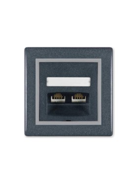 Компьютерная двойная розетка с Keystone модулями Aling-conel PRESTIGE 2хRJ45 кат.5e FTP графит-серый-графит арт. 614S.212 Компьютерная двойная розетка с Keystone модулями Aling-conel PRESTIGE 2хRJ45 кат.5e FTP графит-серый-графит арт. 614S.212
