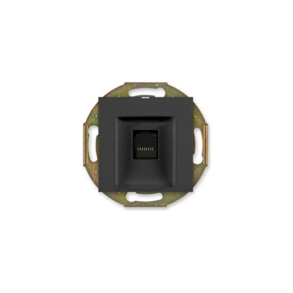 Компьютерная розетка с Keystone модулем Aling-conel PRESTIGE RJ45 кат.6А UTP , механизм, чёрная soft touch арт. 6016.E1