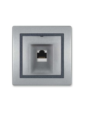 Компьютерная розетка с Keystone модулем Aling-conel PRESTIGE RJ45 кат.6А UTP серебро-графит-серебро арт. 616.S2S Компьютерная розетка с Keystone модулем Aling-conel PRESTIGE RJ45 кат.6А UTP серебро-графит-серебро арт. 616.S2S