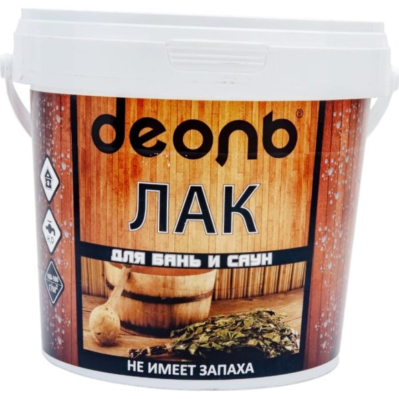 Акриловый лак для бань и саун Деоль глянцевый, 0.9 л 00029290 Акриловый лак для бань и саун Деоль глянцевый, 0.9 л 00029290