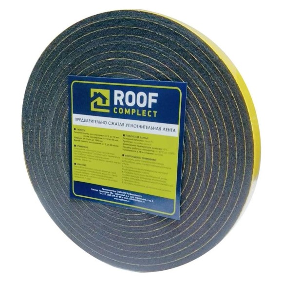 Предварительно сжатая уплотнительная лента Roof Complect ПСУЛ 10x3 10м, 20 шт 00000331268 Предварительно сжатая уплотнительная лента Roof Complect ПСУЛ 10x3 10м, 20 шт 00000331268
