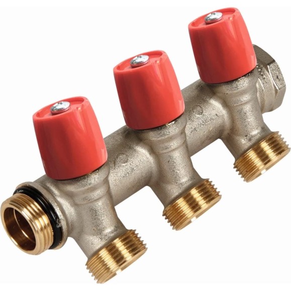 Коллектор Henco VBS с красными вентилями, 1"НР под евроконус, 1" - 2xEK VBS060502-RO Коллектор Henco VBS с красными вентилями, 1"НР под евроконус, 1" - 2xEK VBS060502-RO