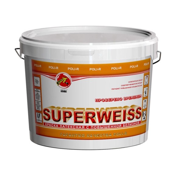 Краска водно-дисперсионная Superweiss (14 кг; морозоустойчивая) Poli-R 9913 Краска водно-дисперсионная Superweiss (14 кг; морозоустойчивая) Poli-R 9913