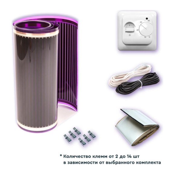 Комплект саморегулируемого теплого пола VIOLET FLOOR ptc 130 15 кв.м, ширина 0.5 м (с механическим терморегулятором) VLT1000277