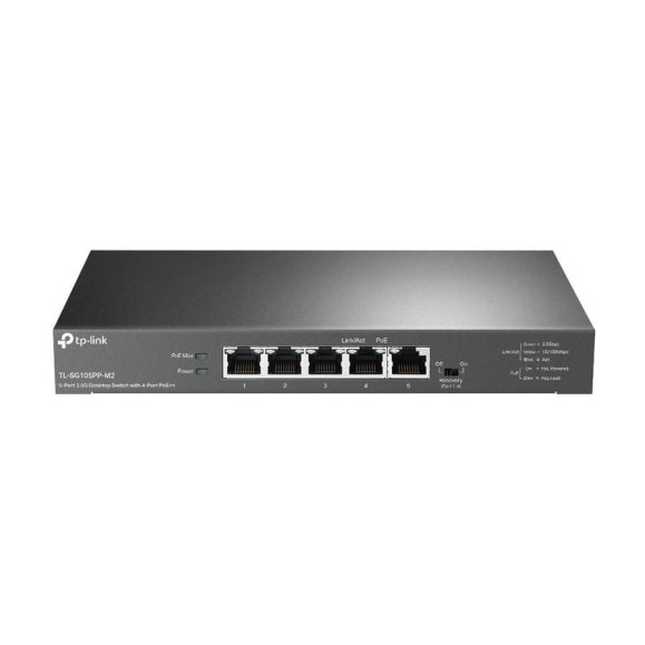 Настольный коммутатор TP-Link с 5 портами 2,5 Гбит/с (4 порта PoE++) TL-SG105PP-M2