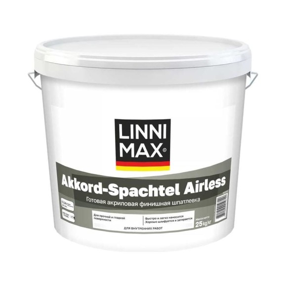 Шпатлевка для внутренних работ LINNIMAX Akkord-Spachtel Airless 25 кг 948105850 Шпатлевка для внутренних работ LINNIMAX Akkord-Spachtel Airless 25 кг 948105850