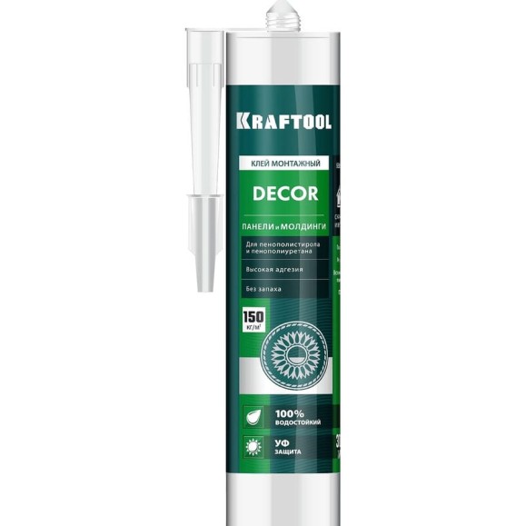 Клей монтажный для молдингов, панелей и керамики KRAFTOOL без сольвентов, 310 мл 41349_z01 Клей монтажный для молдингов, панелей и керамики KRAFTOOL без сольвентов, 310 мл 41349_z01