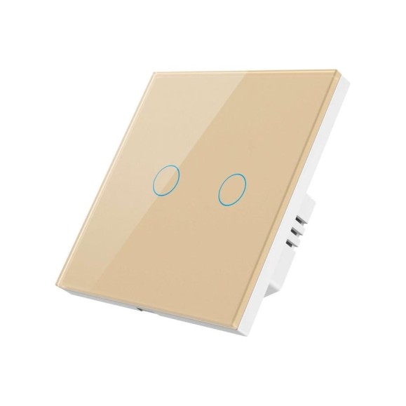 Умный Zigbee выключатель Roximo сенсорный, двухкнопочный, золотой SZSEN01-2G
