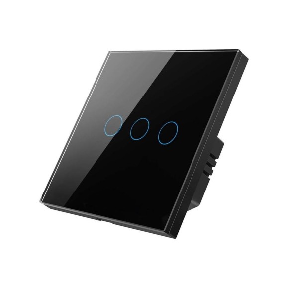 Умный Zigbee выключатель Roximo сенсорный, трехкнопочный, черный SZSEN01-3B