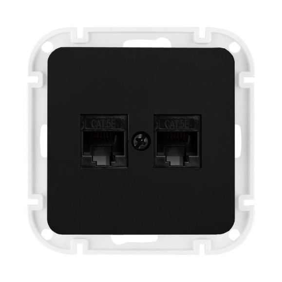 Механизм компьютерной розетки Bylectrica 2-местная кат 5е, СУ серия АСТРУМ, карбон РК216-6512 карбон