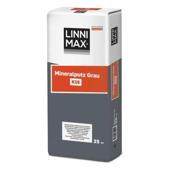 Декоративный штукатурный состав LINNIMAX Mineralputz Grau K20 25 кг 746100007