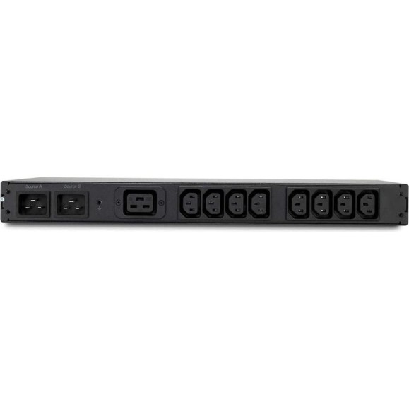 Блок распределения питания APC Rack ATS, 1U, 230V, 16A, C20 In, 8C13 1C19 Out AP4423