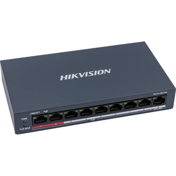 8-ми портовый неуправляемый PoE-коммутатор Hikvision DS-3E0109P-E/M(B) АН5020084 8-ми портовый неуправляемый PoE-коммутатор Hikvision DS-3E0109P-E/M(B) АН5020084