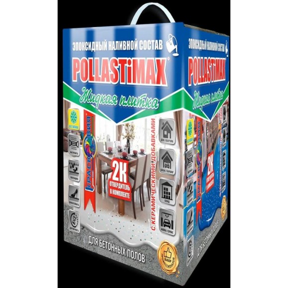 Жидкая плитка Красковия Pollastimax небесно-синий 7 кг А+Б наливной состав 6576