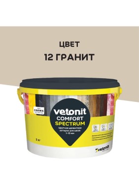 Цветная цементная затирка Vetonit comfort spectrum 12 гранит (бежевый), 2 кг 1027398