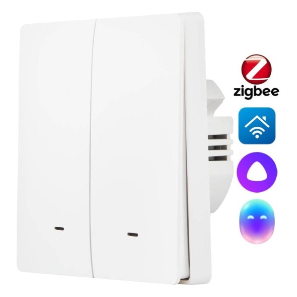 Настенный выключатель zigbee HOMMYN 2 клавиши (без нейтрали) SWZBNN02W НС-1587119