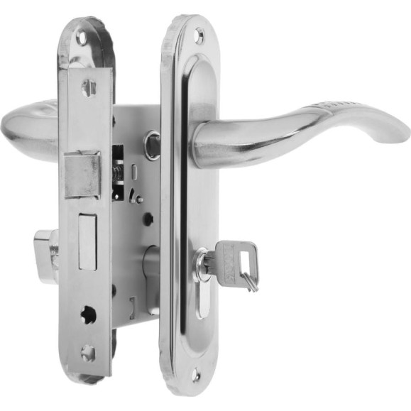 Замок врезной LOCKLAND RD002 с ручкой, 3 ключа, цвет хром 9632393 Замок врезной LOCKLAND RD002 с ручкой, 3 ключа, цвет хром 9632393