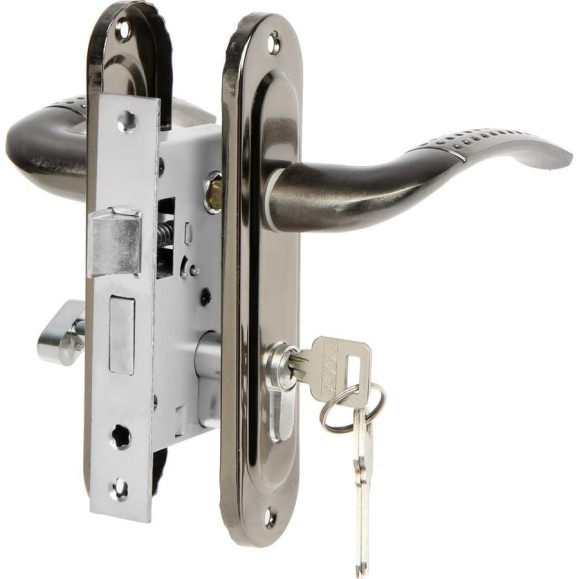 Замок врезной LOCKLAND RD002 с ручкой, 3 ключа, цвет черный никель 9632392 Замок врезной LOCKLAND RD002 с ручкой, 3 ключа, цвет черный никель 9632392