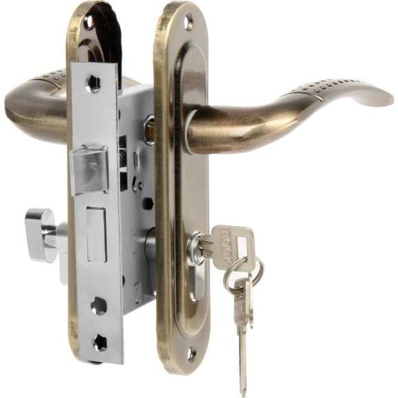 Замок врезной LOCKLAND RD002 с ручкой, 3 ключа, цвет бронза 9632394 Замок врезной LOCKLAND RD002 с ручкой, 3 ключа, цвет бронза 9632394