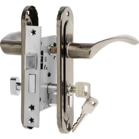 Замок врезной LOCKLAND RD004 с ручкой, 3 ключа, цвет черный никель 9632397 Замок врезной LOCKLAND RD004 с ручкой, 3 ключа, цвет черный никель 9632397