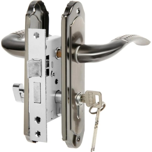 Замок врезной LOCKLAND RD001 с ручкой, 3 ключа, цвет черный никель 9632391 Замок врезной LOCKLAND RD001 с ручкой, 3 ключа, цвет черный никель 9632391