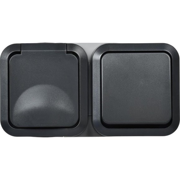 Блок розетка + выключатель IEK Tors горизонтальный 16а ip55 ts142 графит TS-G10-6-55-V-K53 Блок розетка + выключатель IEK Tors горизонтальный 16а ip55 ts142 графит TS-G10-6-55-V-K53
