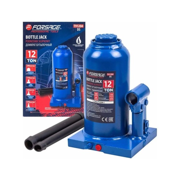 Бутылочный домкрат Forsage F-T91204(DS) 12 т, с клапаном, 217-407 мм 51454 Бутылочный домкрат Forsage F-T91204(DS) 12 т, с клапаном, 217-407 мм 51454