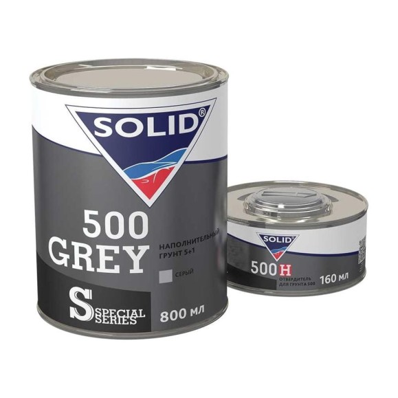 Наполнительный грунт SOLID 500 GREY 800+160 мл, 5+1, цвет серый, в комплекте с отвердителем 501.08151.1 Наполнительный грунт SOLID 500 GREY 800+160 мл, 5+1, цвет серый, в комплекте с отвердителем 501.08151.1