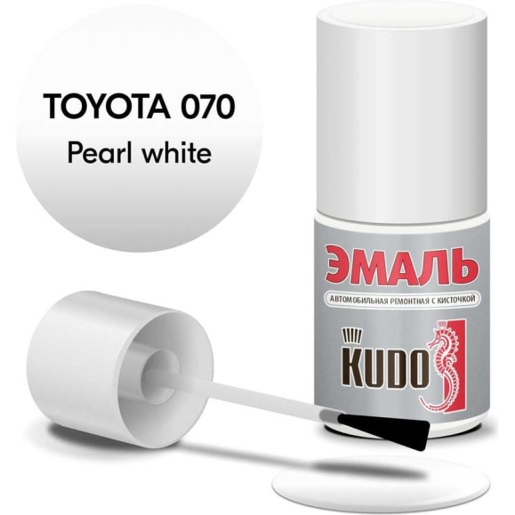 Эмаль автомобильная ремонтная с кисточкой KUDO TOYOTA 070 Pearl white металлик KU-74802 Эмаль автомобильная ремонтная с кисточкой KUDO TOYOTA 070 Pearl white металлик KU-74802
