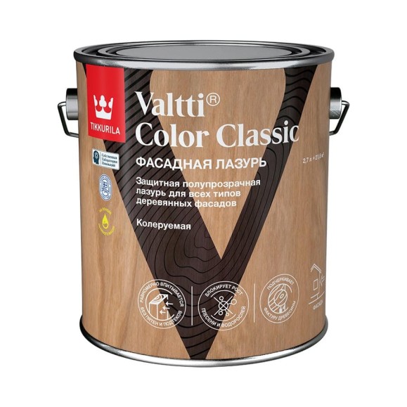 Лазурь Tikkurila VALTTI COLOR CLASSIC EC 2,7л 700014015 Лазурь Tikkurila VALTTI COLOR CLASSIC EC 2,7л 700014015