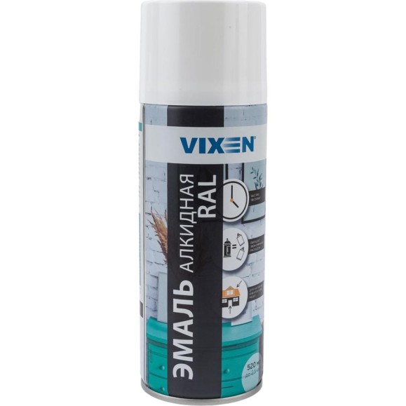 Алкидная эмаль VIXEN белая RAL 9003, аэрозоль, 520 мл 47807 VX19003