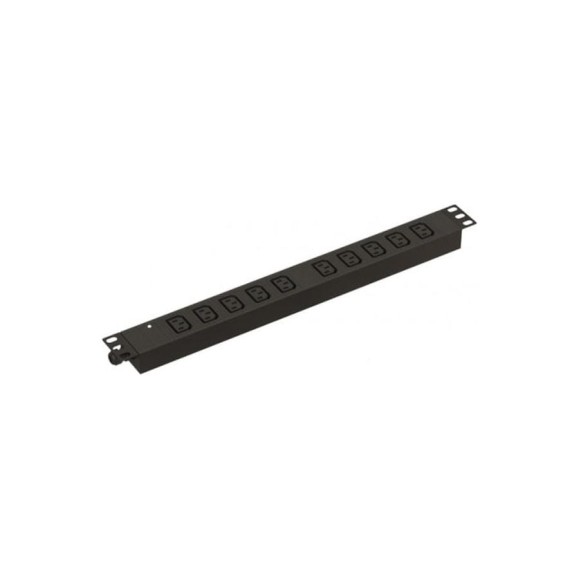 Горизонтальный блок розеток для 19" шкафов Hyperline SHE19-10IEC-I-CB 10 розеток IEC320 C13, индикатор напряжения, без кабеля питания, клеммная колодка 32 А, 250 В, 482.6x44.4x44.4 мм (ШхГхВ), корпус алюминий, черный 454135 Горизонтальный блок розеток для 19" шкафов Hyperline SHE19-10IEC-I-CB 10 розеток IEC320 C13, индикатор напряжения, без кабеля питания, клеммная колодка 32 А, 250 В, 482.6x44.4x44.4 мм (ШхГхВ), корпус алюминий, черный 454135