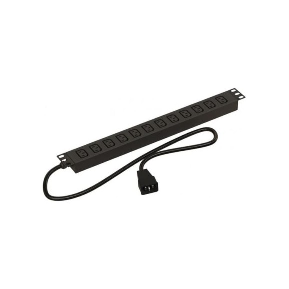 Горизонтальный блок розеток для 19" шкафов Hyperline SHE19-12IEC-2.5AIEC 12 розеток IEC320 C13, кабеля питания 2.5м (3x1.5мм2) с вилкой IEC320 C20 16 A, 250 В, 482.6x44.4x44.4 мм (ШхГхВ), корпус алюминий, черный 496740 Горизонтальный блок розеток для 19" шкафов Hyperline SHE19-12IEC-2.5AIEC 12 розеток IEC320 C13, кабеля питания 2.5м (3x1.5мм2) с вилкой IEC320 C20 16 A, 250 В, 482.6x44.4x44.4 мм (ШхГхВ), корпус алюминий, черный 496740