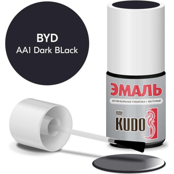 Эмаль автомобильная ремонтная с кисточкой KUDO byd aa1 dark black KU-74303