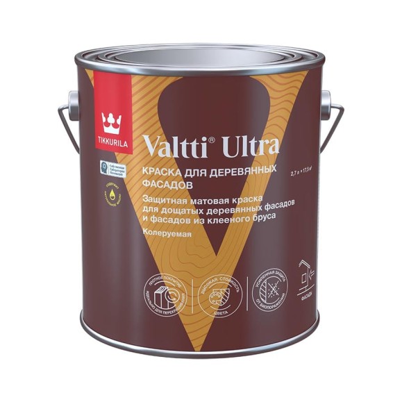 Краска для деревянных фасадов Tikkurila VALTTI ULTRA A мат 2,7л 700014129 Краска для деревянных фасадов Tikkurila VALTTI ULTRA A мат 2,7л 700014129