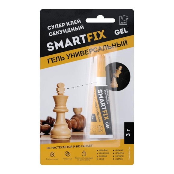 Супер-клей гель Smart Fix GEL 3 гр, индивидуальный блистер 132180 Супер-клей гель Smart Fix GEL 3 гр, индивидуальный блистер 132180