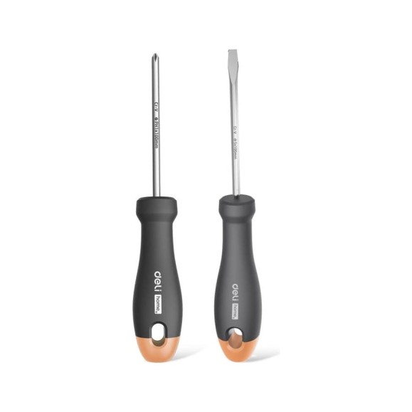 Набор отверток Deli «Home Series Gray» HT1002C 2шт (PH1x100, SL5x100, Cr-V, Soft Touch рукоятка, подарочная упаковка, эксклюзивный дизайн) 130281 Набор отверток Deli «Home Series Gray» HT1002C 2шт (PH1x100, SL5x100, Cr-V, Soft Touch рукоятка, подарочная упаковка, эксклюзивный дизайн) 130281