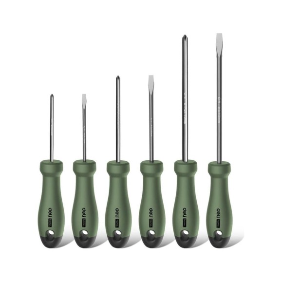 Набор отверток Deli «Home Series Green» HT1006L 6шт (PH0x75, PH1x100, PH2x150, SL3x75, SL5x100, SL6x150, Cr-V, Soft Touch рукоятка, эксклюзивный дизайн) 130276 Набор отверток Deli «Home Series Green» HT1006L 6шт (PH0x75, PH1x100, PH2x150, SL3x75, SL5x100, SL6x150, Cr-V, Soft Touch рукоятка, эксклюзивный дизайн) 130276