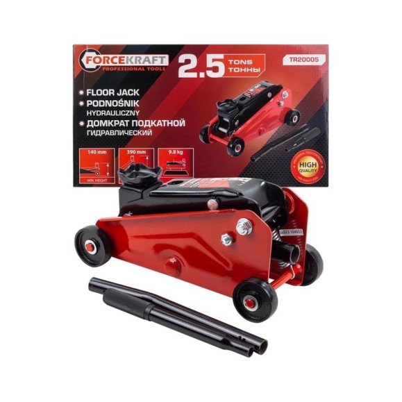 Домкрат подкатной гидравлический Forcekraft 2.5т (h min 140мм, h max 390мм) FK-TR20005(57997) Домкрат подкатной гидравлический Forcekraft 2.5т (h min 140мм, h max 390мм) FK-TR20005(57997)