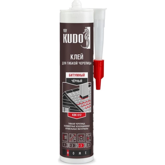 Клей KUDO HOME битумный для гибкой кровли, черный, 280 мл KBK-612 Клей KUDO HOME битумный для гибкой кровли, черный, 280 мл KBK-612