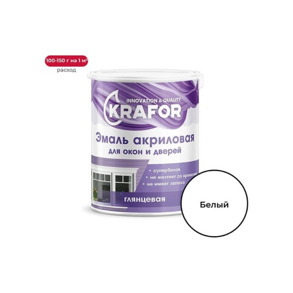 Акриловая эмаль Krafor для окон и дверей 3 кг Акриловая эмаль Krafor для окон и дверей 3 кг