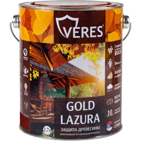 Пропитка Veres Gold Lazura №3 тик 2.7 л 1/4 44933 Пропитка Veres Gold Lazura №3 тик 2.7 л 1/4 44933