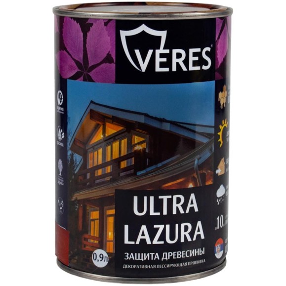 Пропитка Veres Ultra Lazura №7 махагон 0.9 л 1/6 42031 Пропитка Veres Ultra Lazura №7 махагон 0.9 л 1/6 42031
