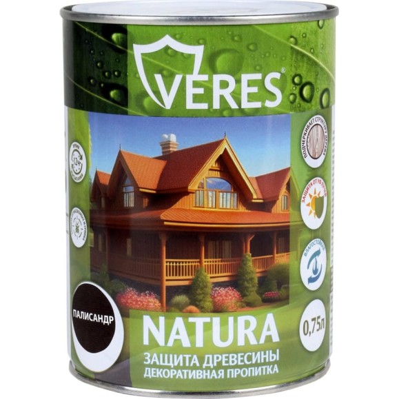 Декоративная пропитка для дерева VERES Natura полуматовая, 0.75 л, палисандр 262291